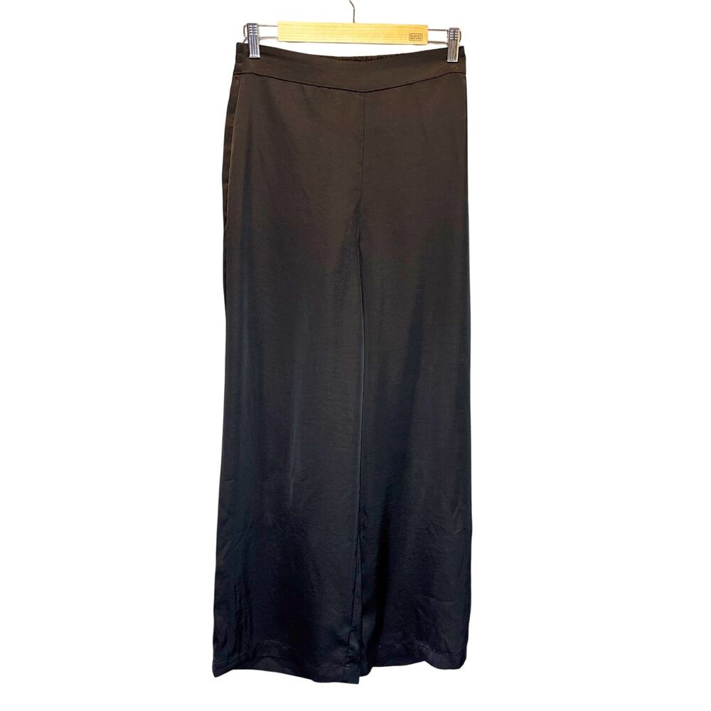 House of Harlow Black Satin Pull-On Wide Leg Pant - size Small
